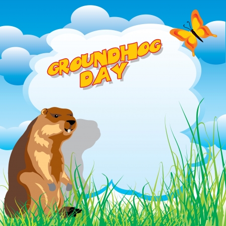 vector image for greeting card of groundhog dayのイラスト素材
