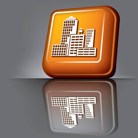 vector image volumetric computer button with the symbol of skyscrapersのイラスト素材