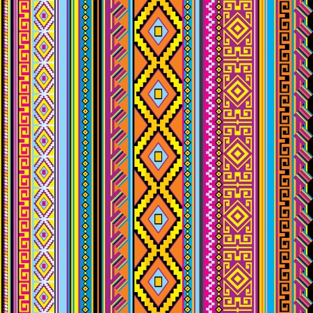 vector striped seamless background with a mexican ornamentのイラスト素材