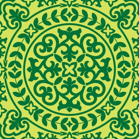 seamless background with green asian  ornamentのイラスト素材