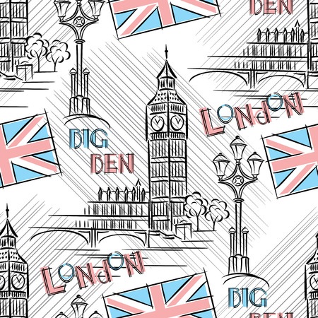 Seamless background with London s Big Benのイラスト素材