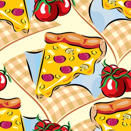 Seamless background with slice of pizzaのイラスト素材
