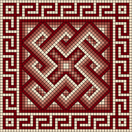 vector square mosaic with classic Greek meander ornamentのイラスト素材