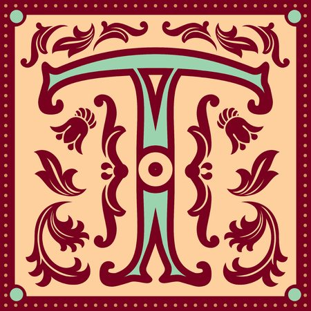 image of letter T in the old vintage styleのイラスト素材