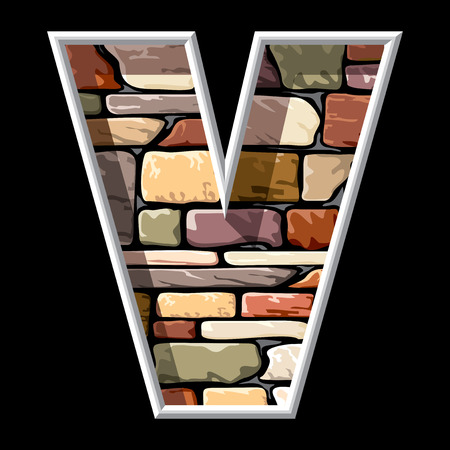 vector image of the letter V on stone wall backgroundのイラスト素材