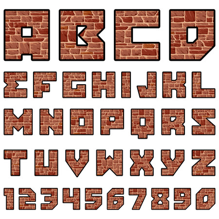 vector alphabet with the texture of stone wallのイラスト素材