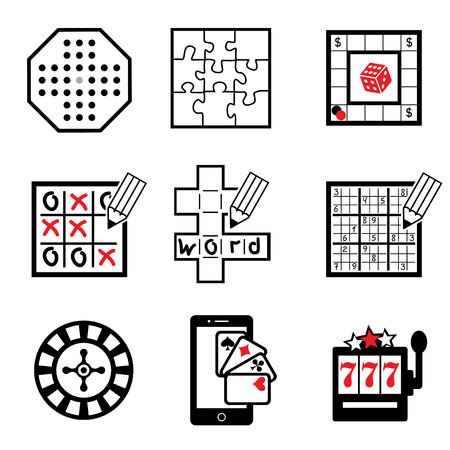 set vector icons of board,  casino and ligic  gamesのイラスト素材