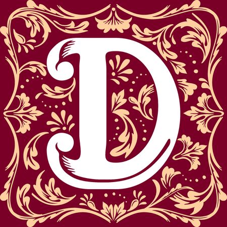 letter D vector image in the old vintage styleのイラスト素材