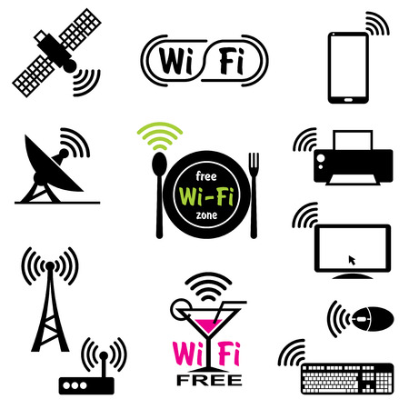set vector icons for wifi technology and wireless communicationsのイラスト素材