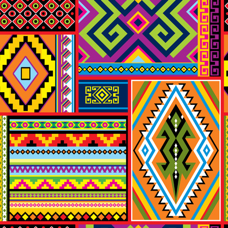 vector seamless background with mexican design elements and ornamentのイラスト素材