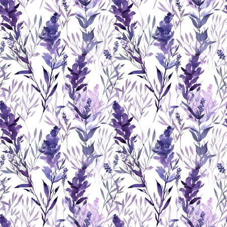 Lavender - Seamless Watercolor Pattern Flowers - perfect for wrappers, wallpapers, wedding invitations, romantic events.の写真素材