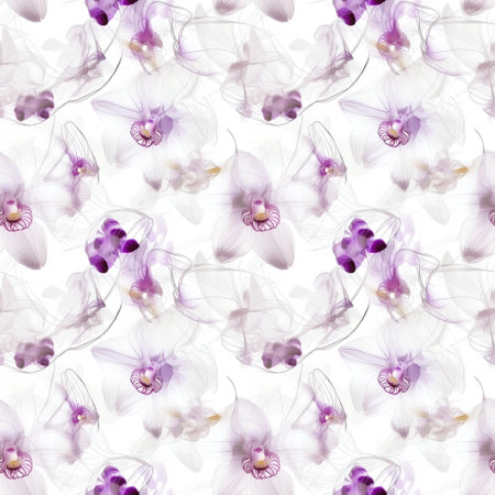 Orchid - Seamless Watercolor Pattern Flowers - perfect for wrappers, wallpapers, wedding invitations, romantic events.の写真素材