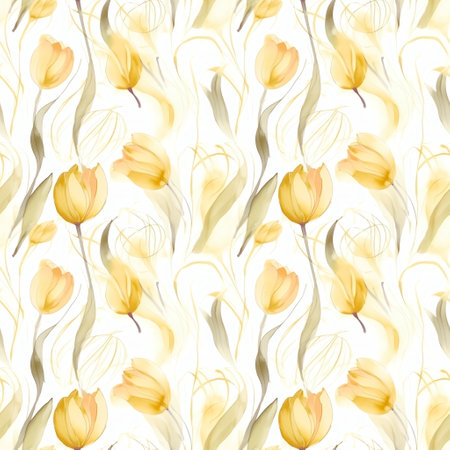 Tulips- Seamless Floral Print - Seamless Watercolor Pattern Flowers - perfect for wrappers, wallpapers, postcards, greeting cards, wedding invitations, romantic events.の写真素材