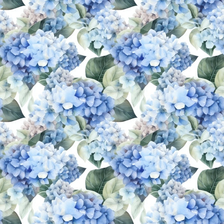 Hydrangea - Seamless Floral Print - Seamless Watercolor Pattern Flowers - perfect for wrappers, wallpapers, postcards, greeting cards, wedding invitations, romantic events.の写真素材