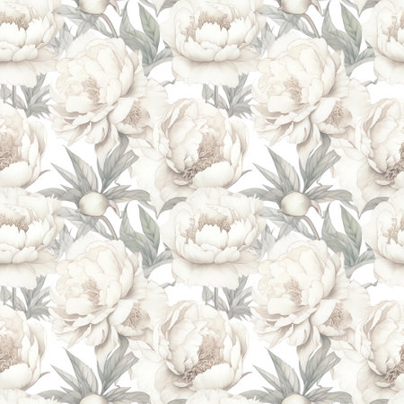 Peony - Seamless Floral Print - Seamless Watercolor Pattern Flowers - perfect for wrappers, wallpapers, postcards, greeting cards, wedding invitations, romantic events. genrative art, aiの写真素材