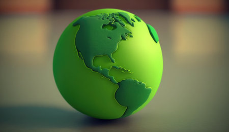 Earth globe on the floor. 3d render. Global business concept.の素材
