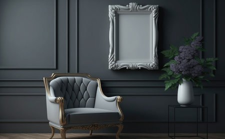 Luxury armchair in classic interior. 3d illustration.の素材