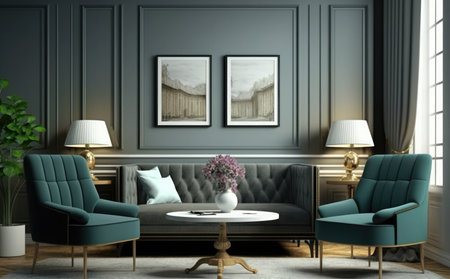 Interior of the living room. 3D illustration, 3D renderingの素材