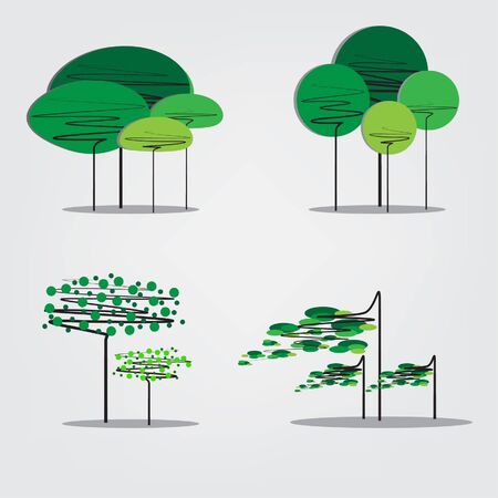 collection of abstract trees vector vector illustrationのイラスト素材