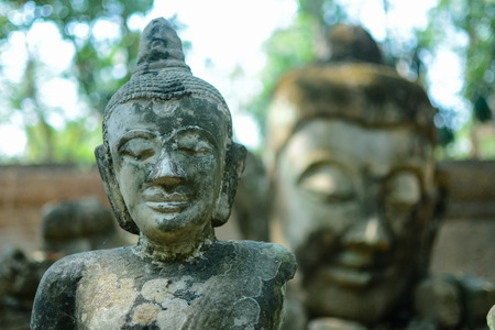 The old Buddha statue  at at Tunnel Temple Wat Umong Chiang Maiの写真素材