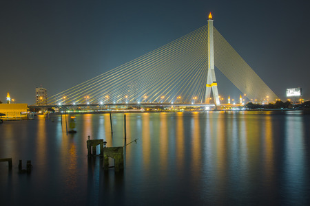 Rama VIII Bridge  is a cable-stayed bridge crossing the Chao Phraya River in Bangkok, Thailand.の写真素材