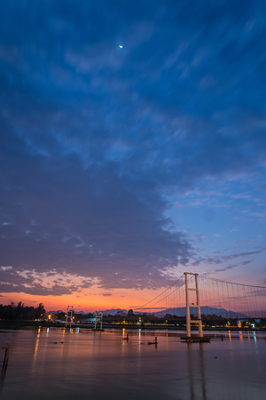 Bridge collapse Bridge across the Ping river and Wood bridge (Mon bridge )at Tak Province, Asia thailandの写真素材