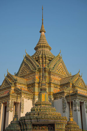 Thailand, Bangkok, Wat Po, Temple of the Reclining Buddhaの写真素材
