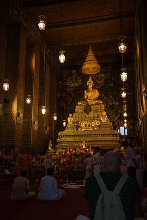 Thailand, Bangkok, Wat Po, Temple of the Reclining Buddhaの写真素材