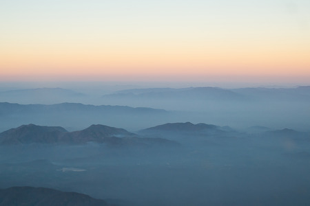 view from window of an airplane flying over Chiangmai Thailand.の写真素材