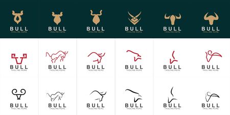 set of Premium bull logo design. Abstract icon bull and cow designのイラスト素材