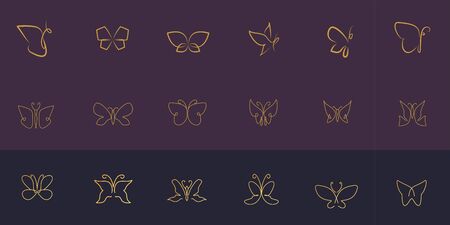 Set of  Butterfly Logo Design with modern concept. Icon butterfly vector templateのイラスト素材