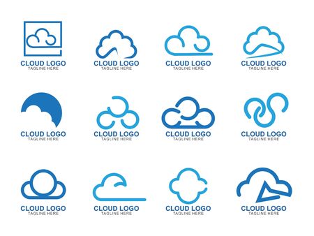 Set of Cloud colorful logo template Design. Cloud icon design Vector