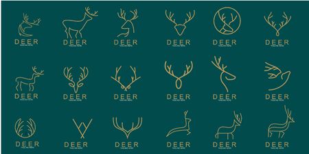 Set of Deer logo design with modern concept. Icon deer design. vector illustrationのイラスト素材