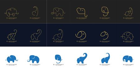 Set of Elephant Logo Design with modern concept. Icon elephant vectorのイラスト素材