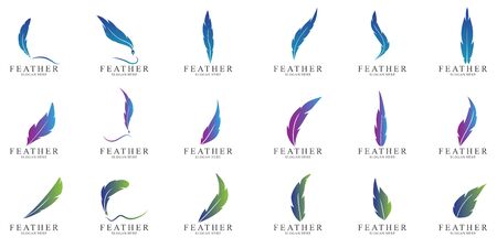 Set of Feather logo design with modern concept. Icon feather vector templateのイラスト素材