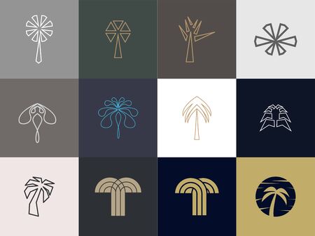 set of Premium palm logo design. abstract icon palm vector illustrationのイラスト素材