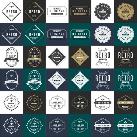 Set of Retro Vintage design. Vector design elements, labels, badgesのイラスト素材