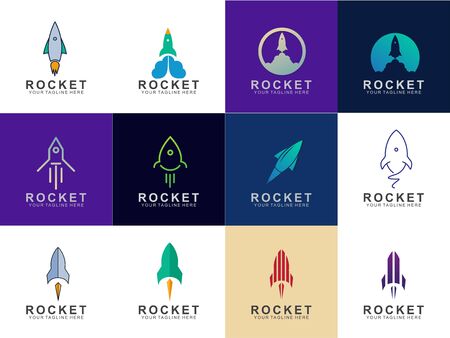 Set of Rocket logo design with modern concept. Icon rocket vector illustrationのイラスト素材