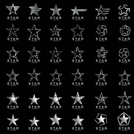 Set of Premium star logo design. Abstract icon star vector templateのイラスト素材