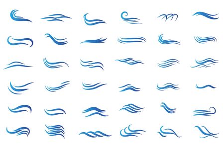 Set of Wave logo template design. Icon wave illustration vectorのイラスト素材