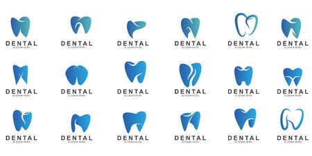 Set of Dental Logo colorful Design template. Icon tooth abstract modern.のイラスト素材