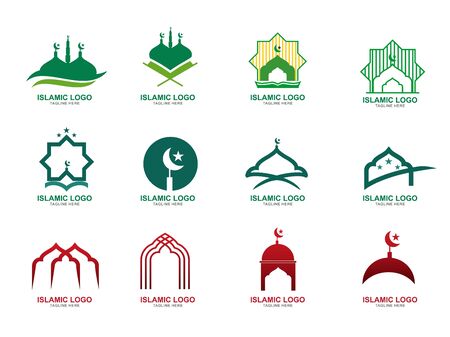 Set of Islamic Logo Design Template. Mosque Icon Design Templateのイラスト素材