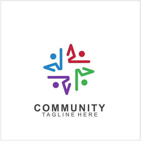 Team Work Logo Design. Social Network Family Friends icon. Vector illustrationのイラスト素材