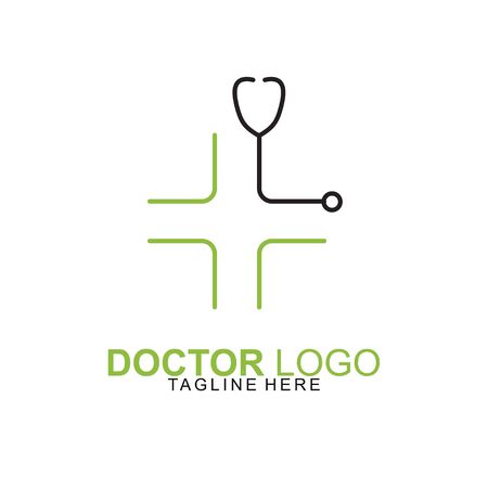 Doctor logo template design. Stethoscope logo design. Vector illustrationのイラスト素材