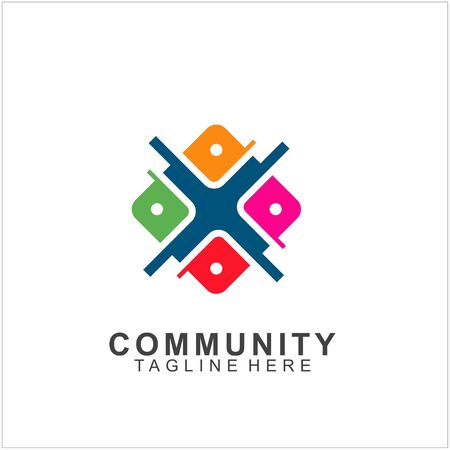 Team Work Logo Design. Social Network Family Friends icon. Vector illustrationのイラスト素材