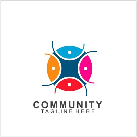 Team Work Logo Design. Social Network Family Friends icon. Vector illustrationのイラスト素材