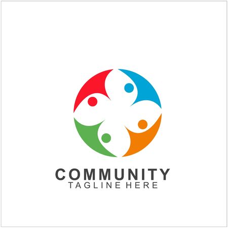 Team Work Logo Design. Social Network Family Friends icon. Vector illustrationのイラスト素材