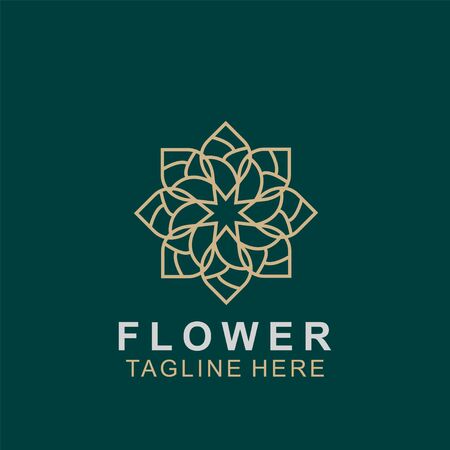 Luxury floral logo design. Ornament flower abstract vector. jewel boutique vector sign.のイラスト素材