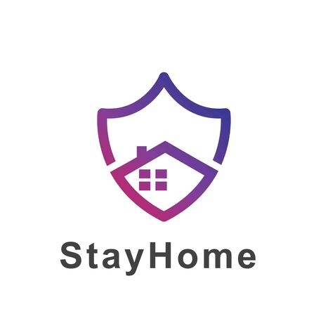 Stay at home icon logo design. sticker for social media. Logo home care,home protect designのイラスト素材