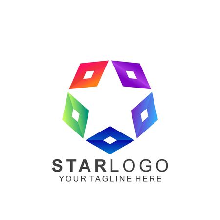 Colorful Star Logo Design. Abstract Icon Star Vector Templateのイラスト素材